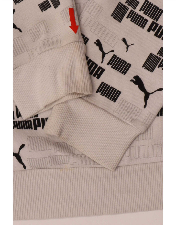Puma Herren-Kapuzenpullover mit Grafik, Größe S, weiße Baumwolle