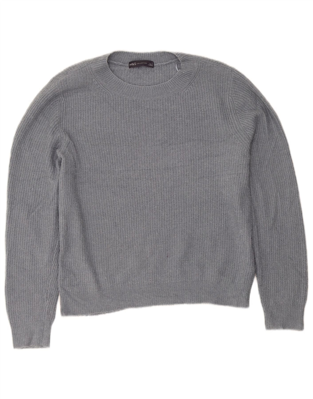 Marks & Spencer Damen-Pullover mit Rundhalsausschnitt, UK 12, Mittelgrau, Acryl