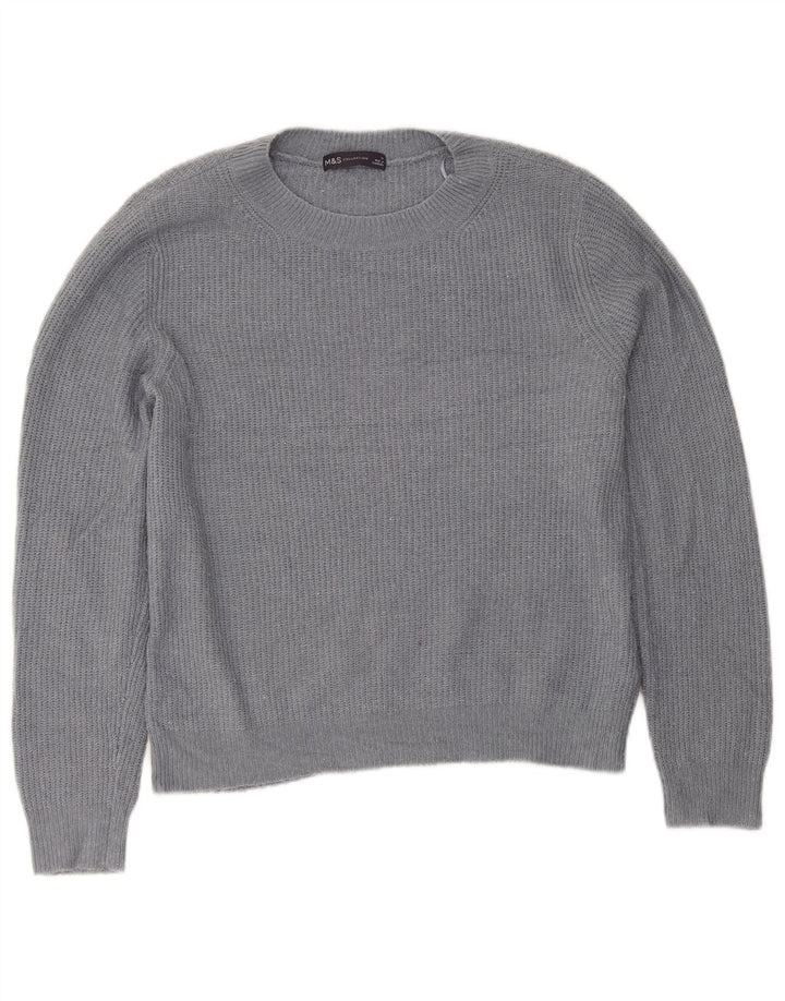 Marks & Spencer Damen-Pullover mit Rundhalsausschnitt, UK 12, Mittelgrau, Acryl
