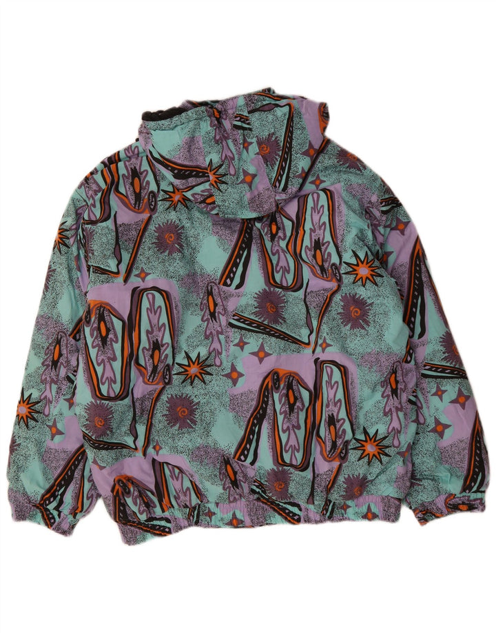 VINTAGE Herren-Windbreakerjacke mit abstraktem Muster, UK 38, Mitteltürkis