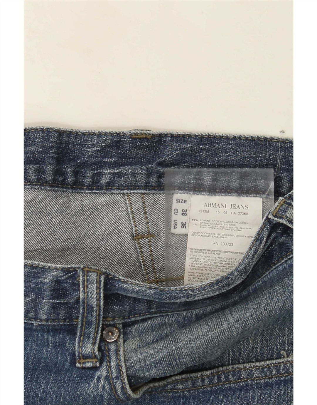 Armani Herren Straight Jeans W36 L30 Blaue Baumwolle