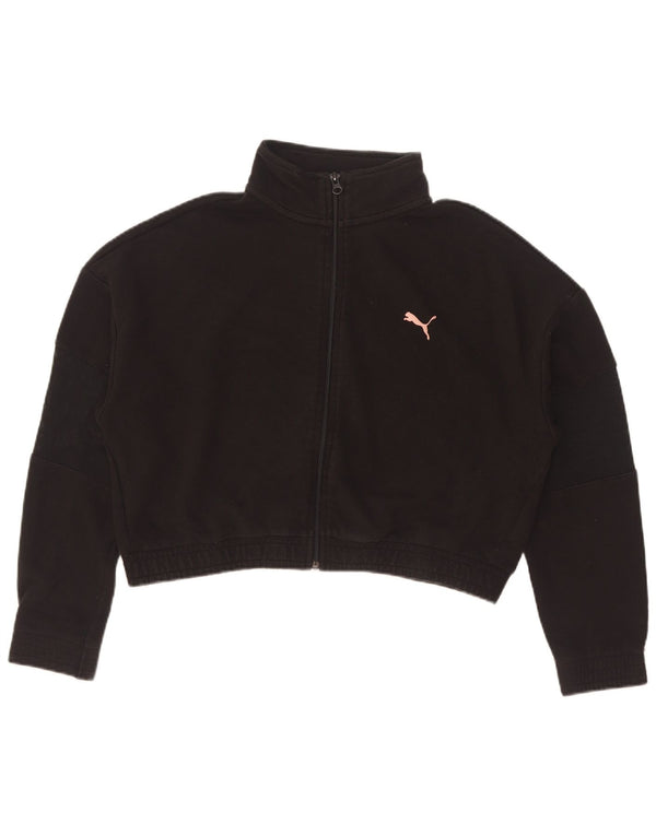 Puma Womens Crop Oversized Trainingsanzug Top Jacke UK 10 Small Schwarz Baumwolle