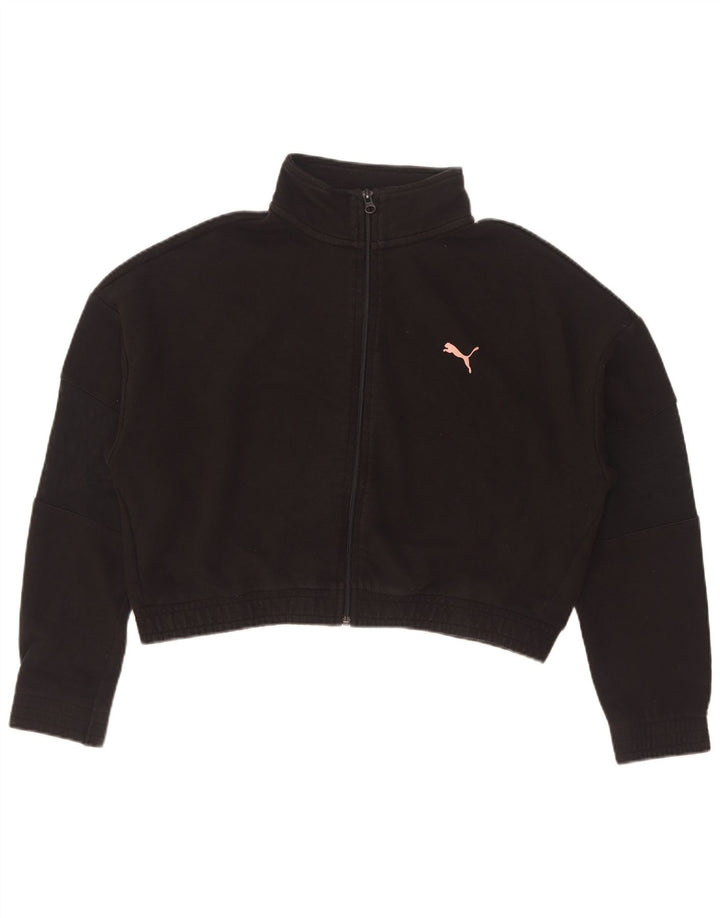 Puma Womens Crop Oversized Trainingsanzug Top Jacke UK 10 Small Schwarz Baumwolle