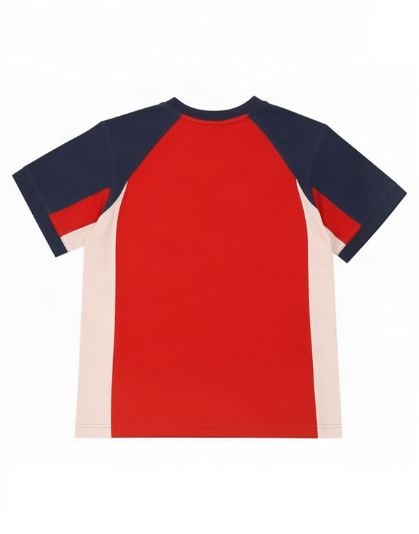 Adidas Jungen T-Shirt mit Grafik, 9–10 Jahre, rotes Colourblock-Baumwolle