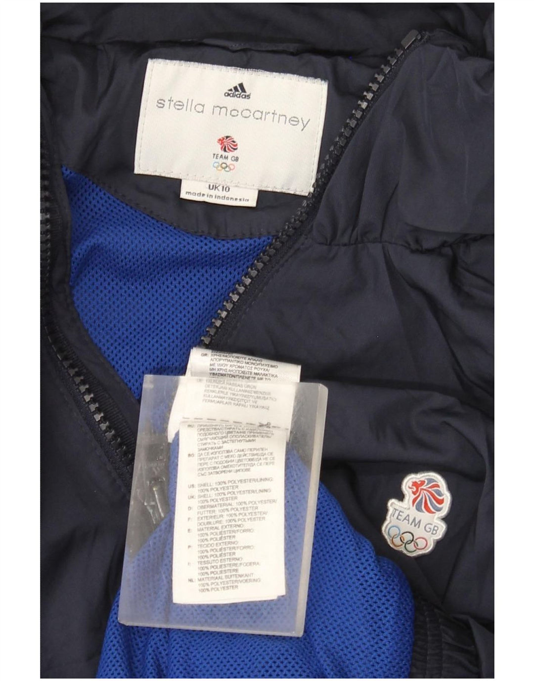Adidas Damen Stella McCartney Übergroße Regenjacke UK 10 Small Marineblau