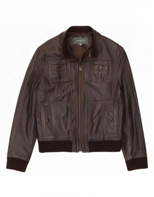 Vintage Herren Bomber Lederjacke IT 48 Mittelbraun