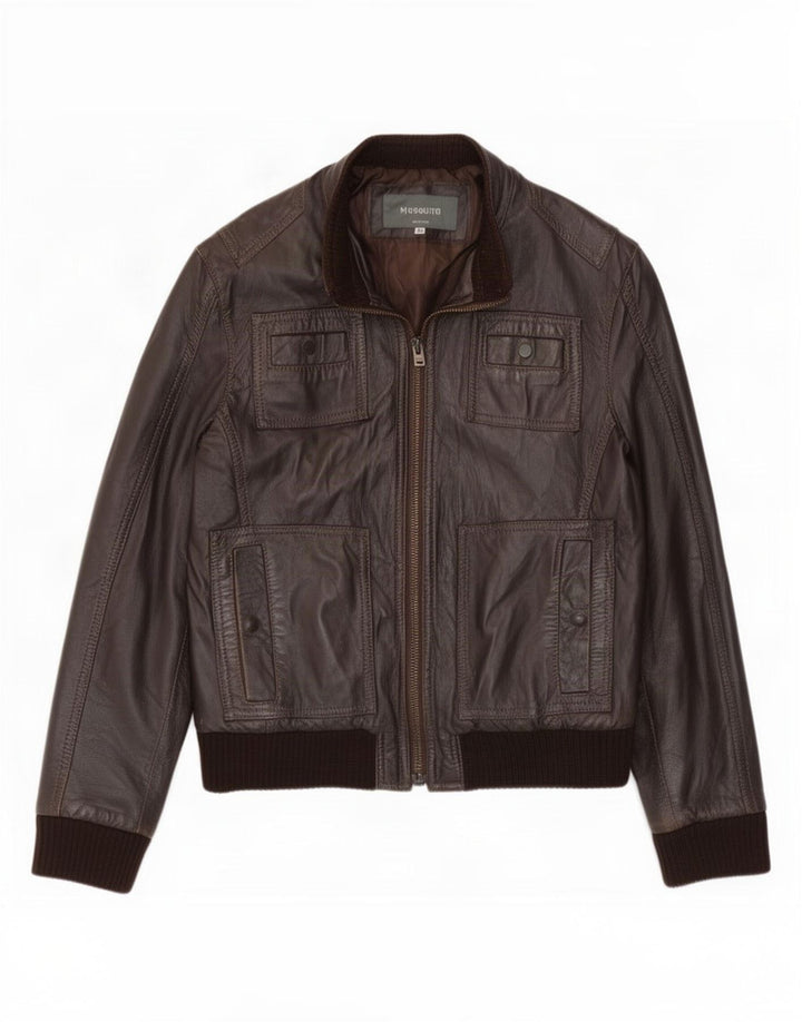 Vintage Herren Bomber Lederjacke IT 48 Mittelbraun