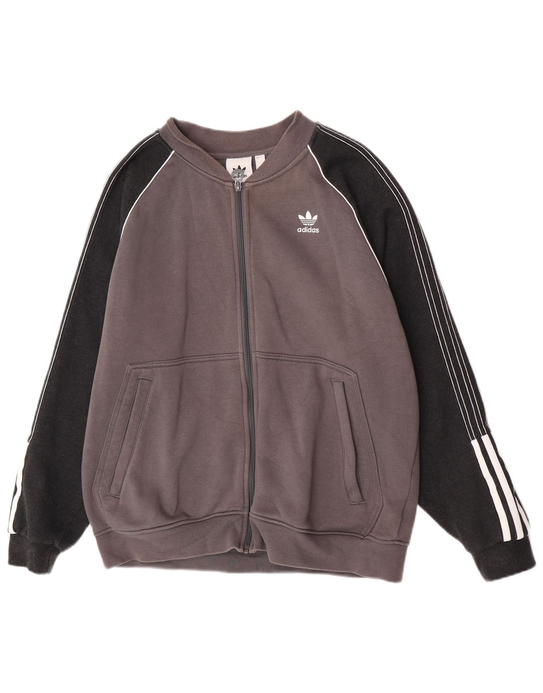 Adidas Herren-Trainingsanzug-Top-Jacke, große graue Colourblock-Baumwolle