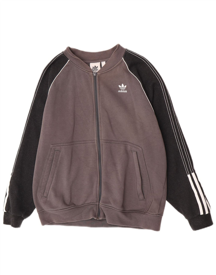 Adidas Herren-Trainingsanzug-Top-Jacke, große graue Colourblock-Baumwolle
