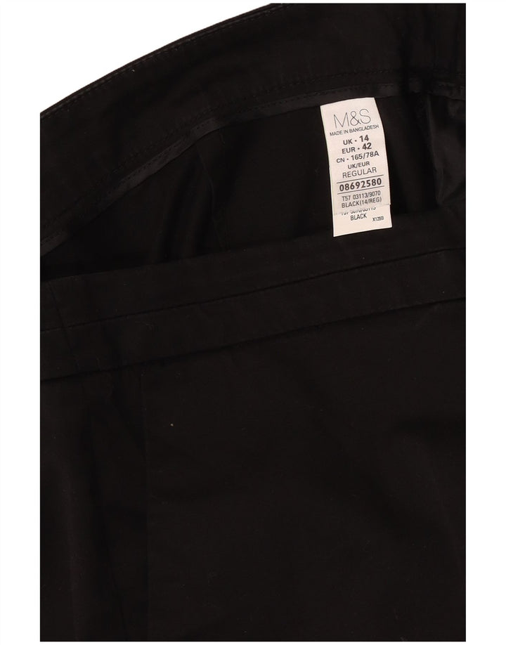 Marks & Spencer Damen Regular-Cropped-Hose UK 14 Large W34 L25 Schwarz