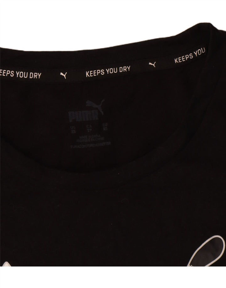 Puma Damen Übergroßes Grafik-T-Shirt-Oberteil UK 6 XS Schwarz Polyester