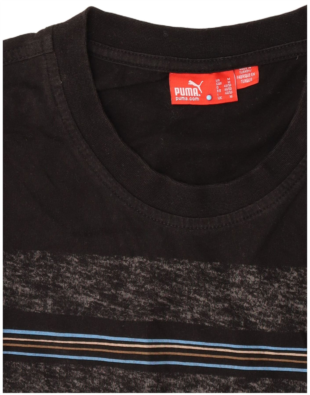 Puma Herren T-Shirt Top Medium Schwarz gestreift