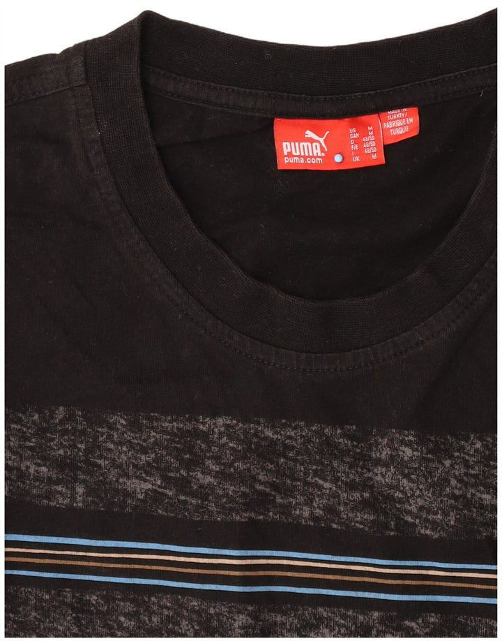 Puma Herren T-Shirt Top Medium Schwarz gestreift