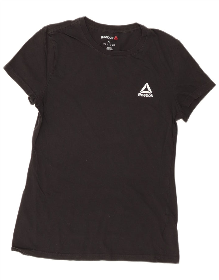 Reebok Damen T-Shirt Top UK 8 Small Schwarz Baumwolle