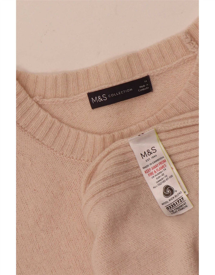 Marks & Spencer Damen-Pullover mit U-Boot-Ausschnitt, UK 14, mittelrosa Wolle