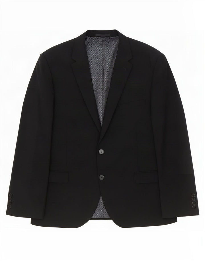 Marks & Spencer Herren-Blazer mit 2 Knöpfen, Größe 54, 2XL, schwarze Wolle