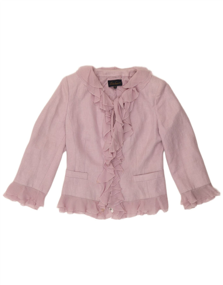 Luisa Spagnoli Damen Bolerojacke IT 42 Mittellila Leinen