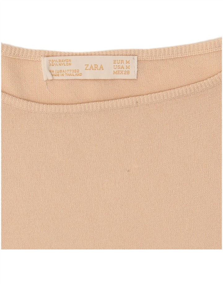 Zara Damen Bluse Top UK 12 Medium Beige