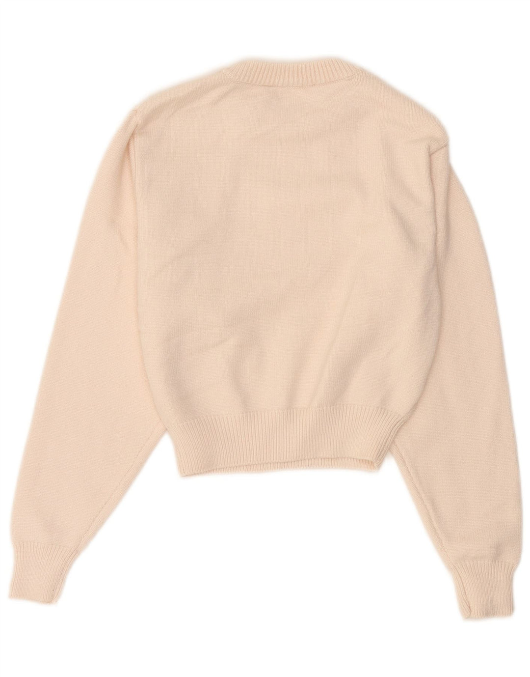 Vintage Damen Crop Crew Neck Pullover Pullover UK 14 Medium Off White