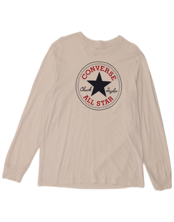 Converse Herren Grafik-Oberteil, langärmelig, mittelweiße Baumwolle