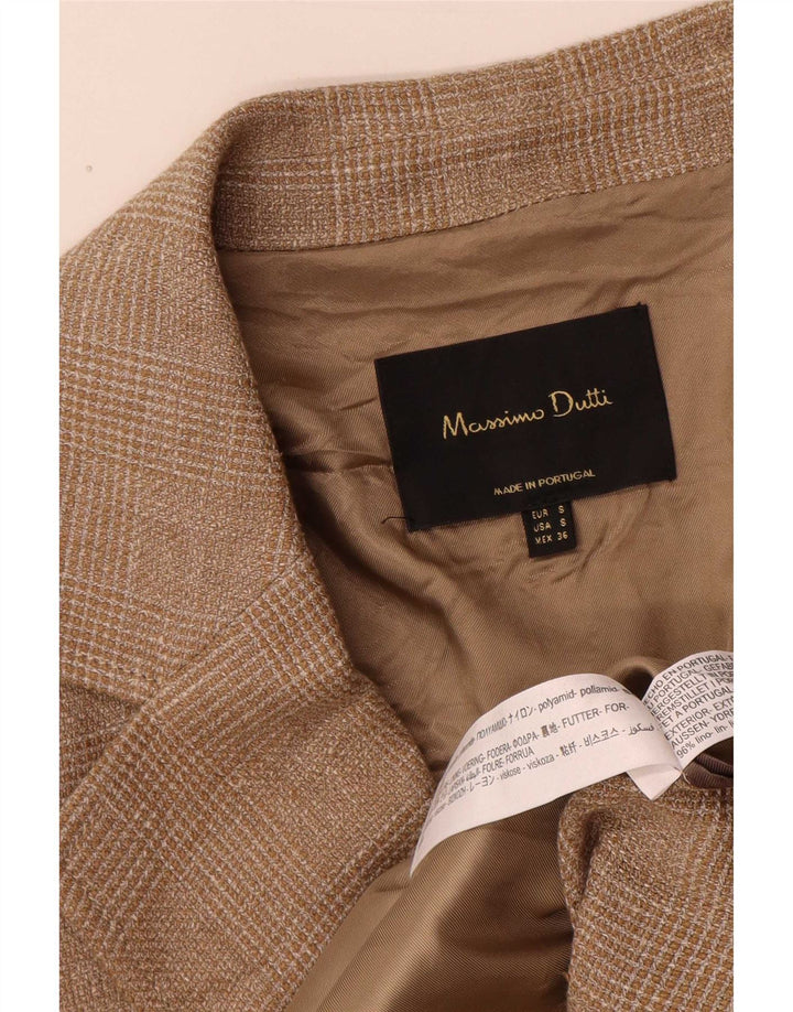 Massimo Dutti Herren-Mantel mit 3/4-Ärmeln, zweireihig, Gr. 36, klein, braun kariert