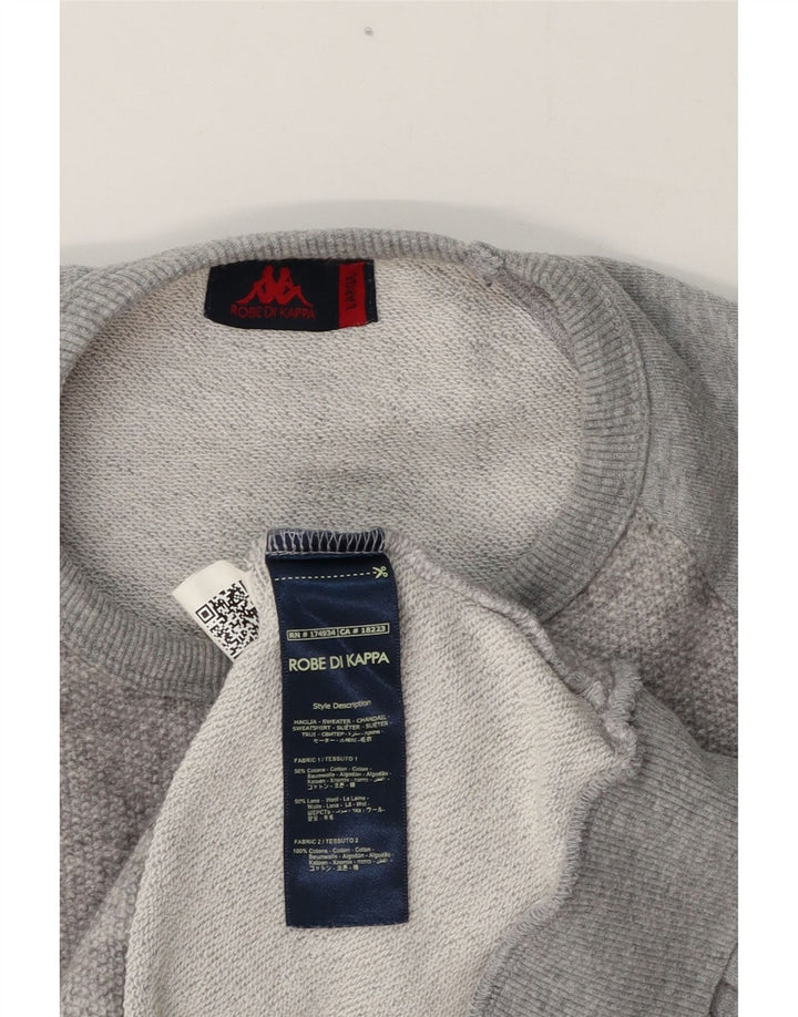 Kappa Herren-Sweatshirt-Pullover, groß, grau gefleckte Baumwolle
