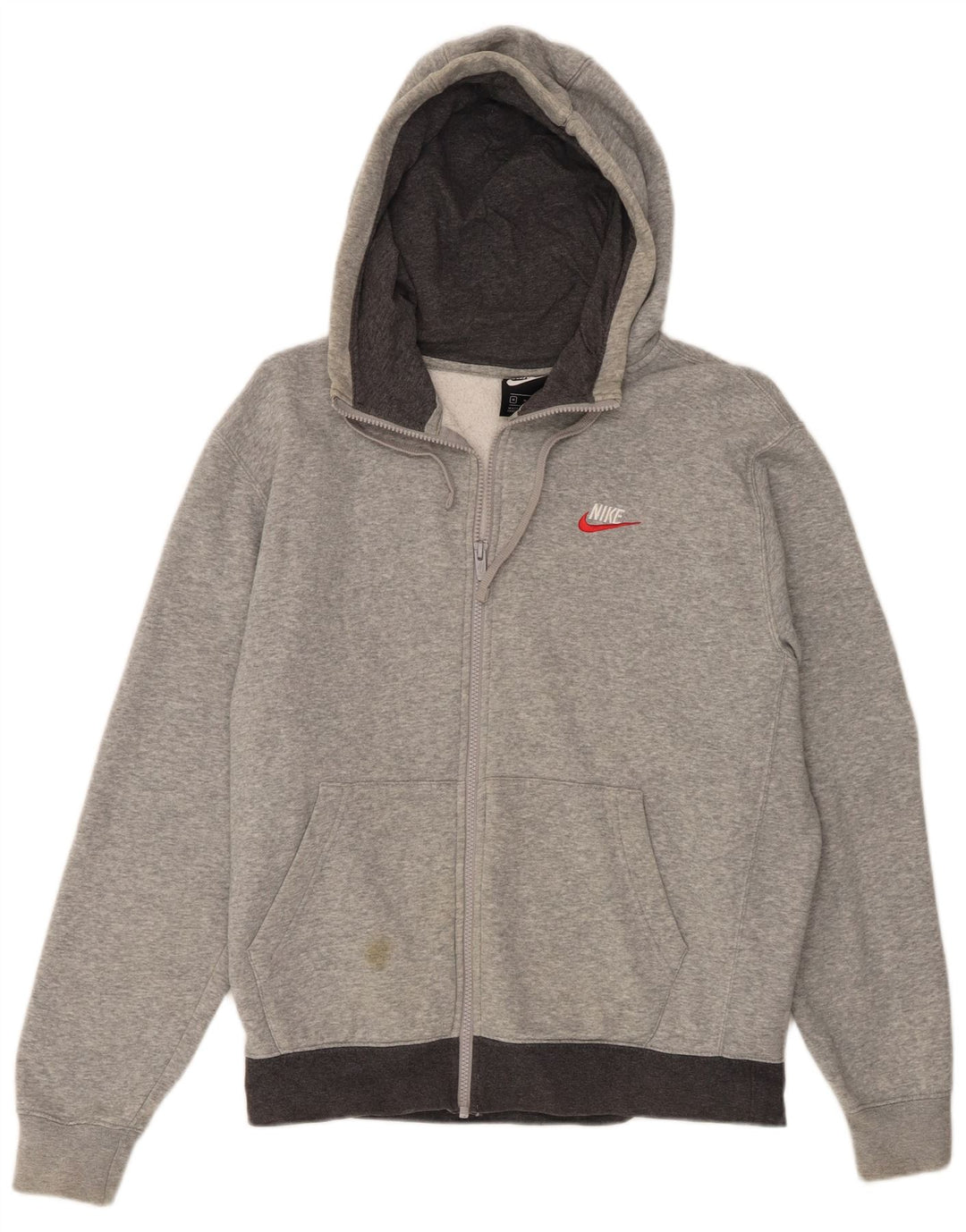 Nike Herren-Kapuzenpullover mit Reißverschluss, mittelgrau gefleckte Baumwolle