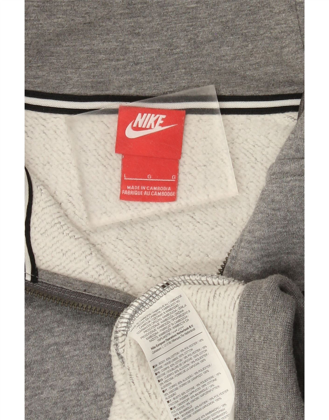 Nike Herren-Kapuzenpullover mit Reißverschluss, groß, grau gefleckte Baumwolle