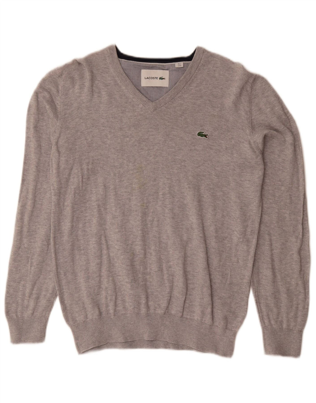 Lacoste Herren-Pullover mit V-Ausschnitt, Größe 4, Mittelgrau
