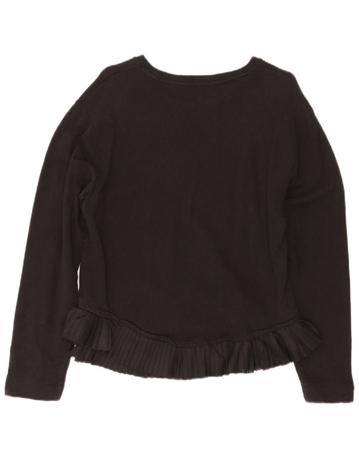 J. CREW Damen-Sweatshirt-Pullover UK 14 Mittelschwarze Baumwolle