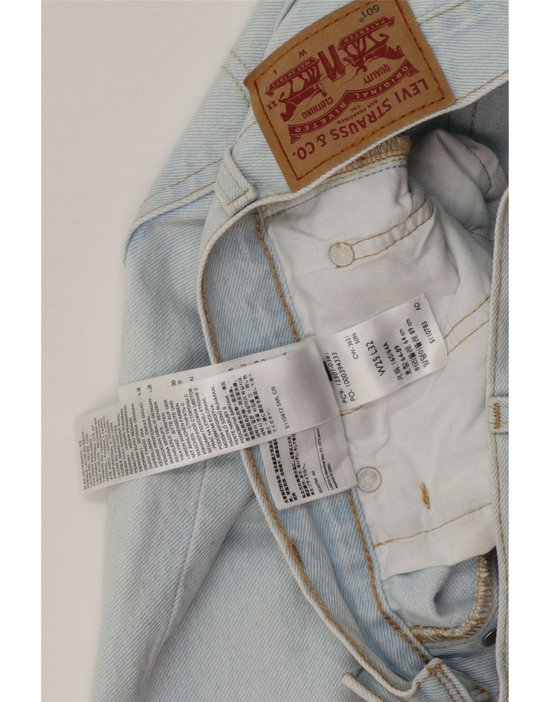 Levi's Damen 501 Straight Jeans W25 L32 Blaue Baumwolle