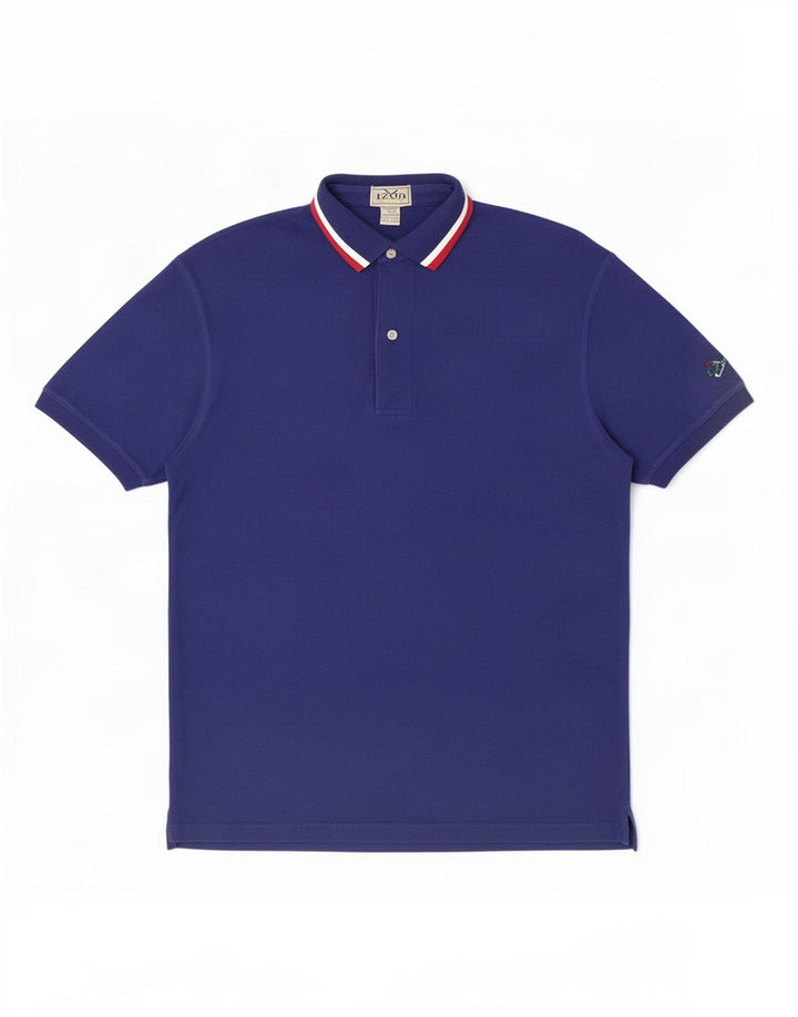 Izod Herren-Poloshirt aus mittelblauer, gestreifter Baumwolle
