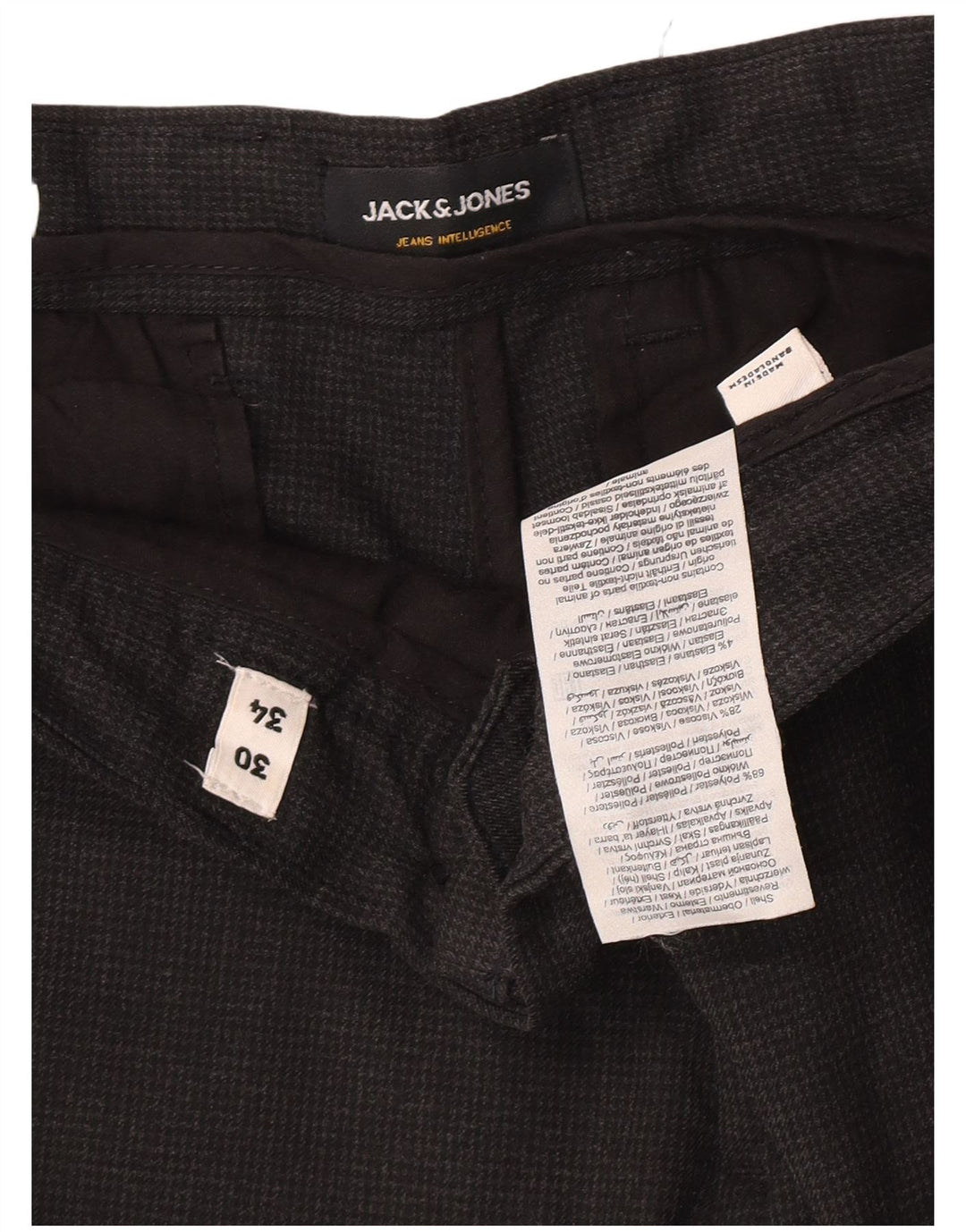 Jack & Jones Slim-Anzughose für Herren, W30, L32, graues Hahnentritt-Polyester