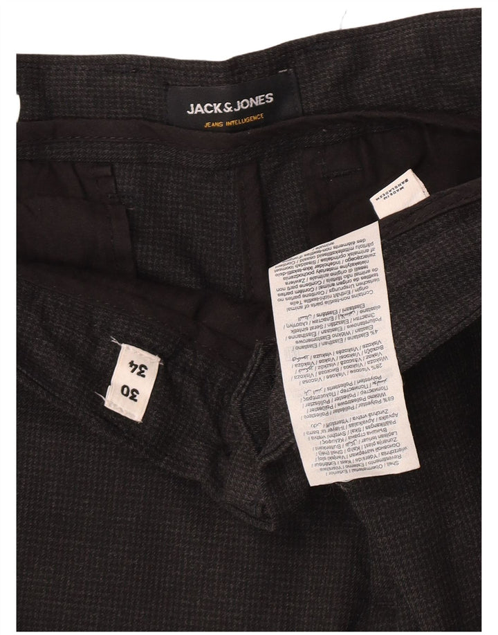 Jack & Jones Slim-Anzughose für Herren, W30, L32, graues Hahnentritt-Polyester