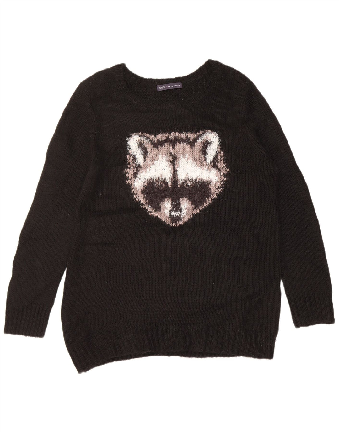 Marks & Spencer Damen-Pullover mit grafischem U-Boot-Ausschnitt, Gr. 14, mittelschwarz