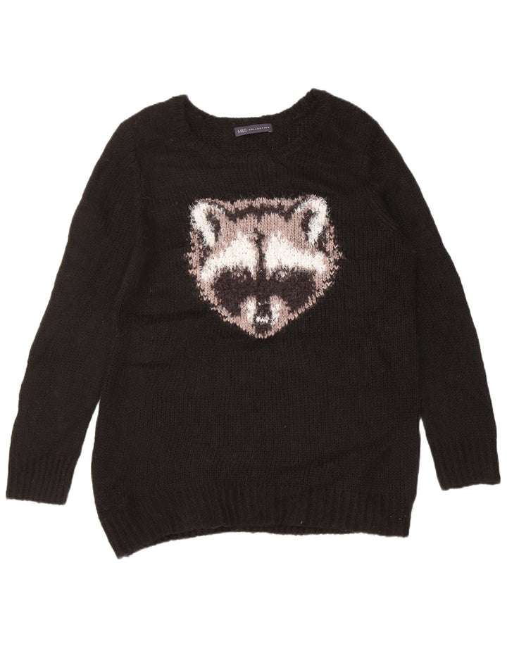Marks & Spencer Damen-Pullover mit grafischem U-Boot-Ausschnitt, Gr. 14, mittelschwarz