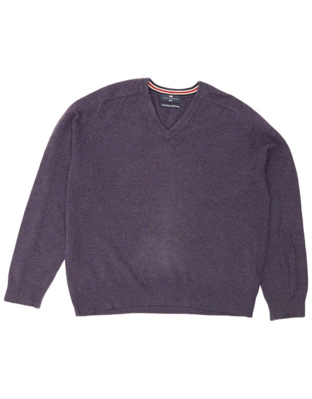 Marks & Spencer Herren Blauer Harbor-Pullover mit V-Ausschnitt Mittelviolett