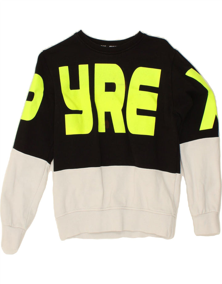 PYREX Boys Graphic Sweatshirt Jumper 10-11 Years Black Colourblock Cotton Vintage Pyrex and Second-Hand Pyrex from Messina Hembry 