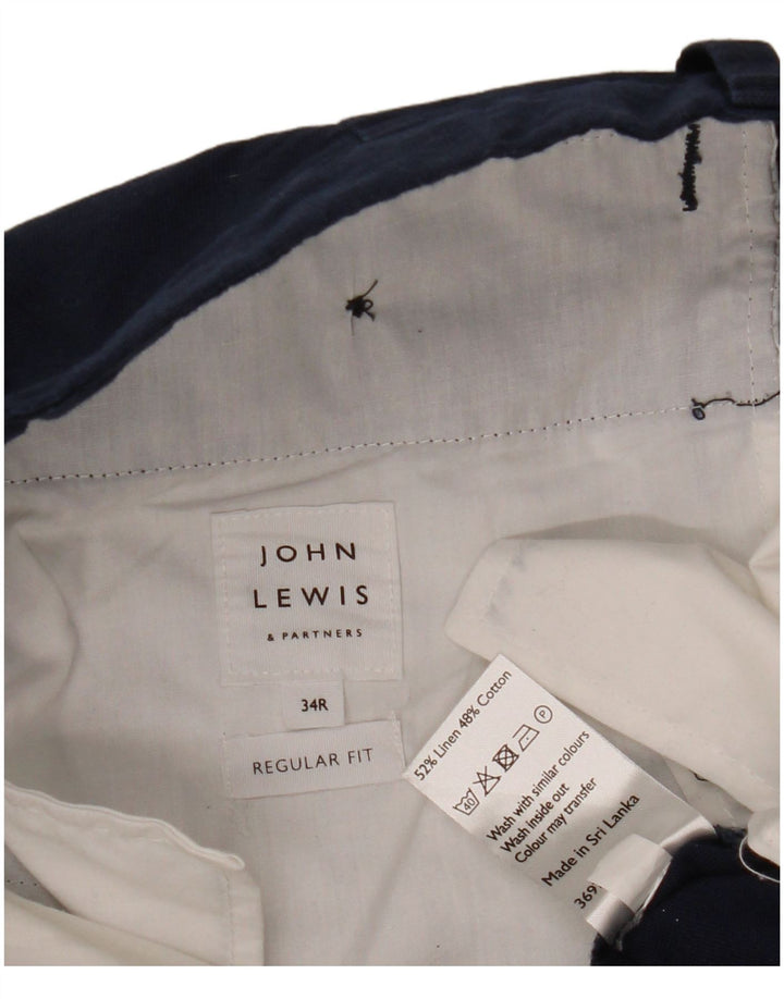 John Lewis Herren gerade Chinohose W34 L32 Marineblaues Leinen
