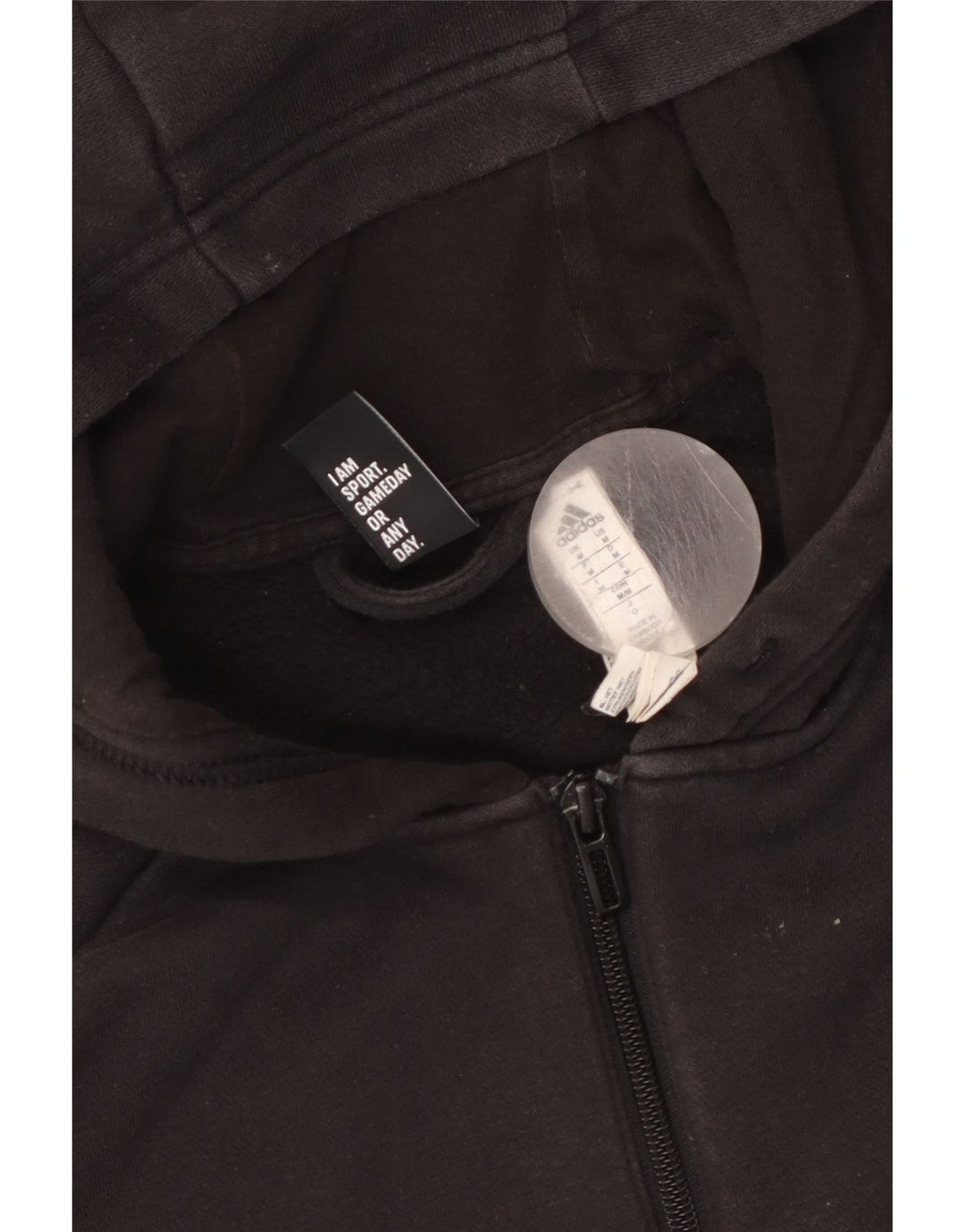 ADIDAS Herren-Kapuzenpullover mit Reißverschluss, mittelschwarz, Baumwolle