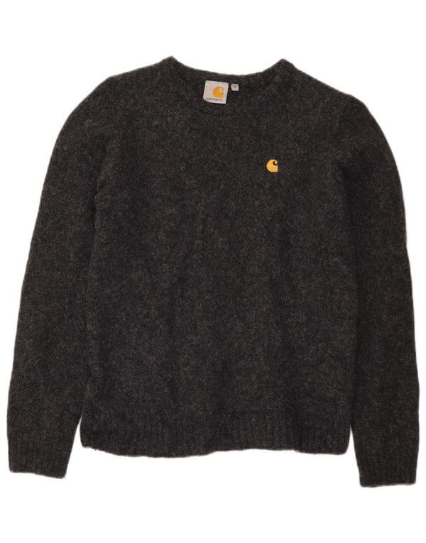 Carhartt Jungen-Pullover mit Rundhalsausschnitt, 7–8 Jahre, mittelgraue Wolle