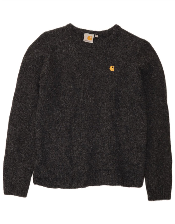 Carhartt Jungen-Pullover mit Rundhalsausschnitt, 7–8 Jahre, mittelgraue Wolle