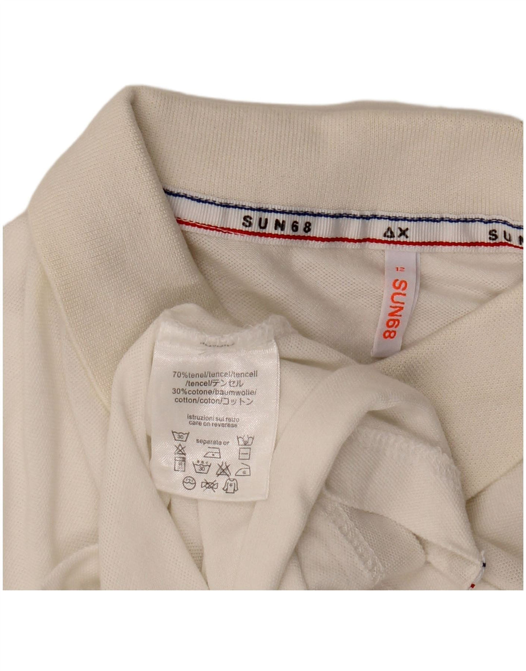 Sun68 Poloshirt für Jungen, 11–12 Jahre, weißes Tencel