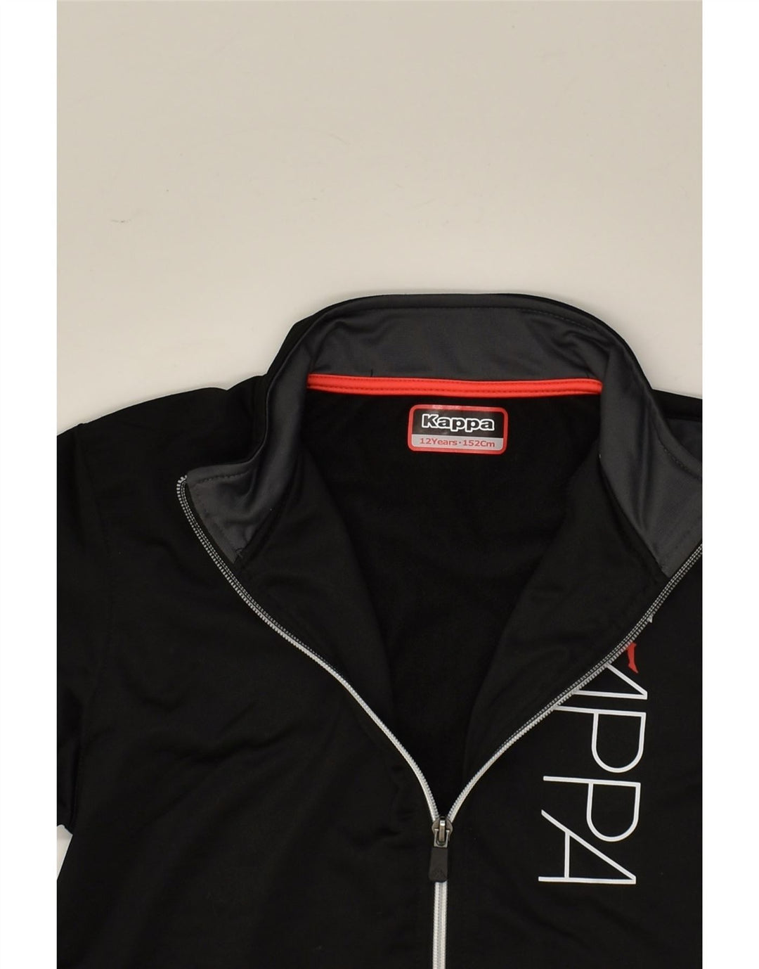 KAPPA Boys Graphic Tracksuit Top Jacket 11-12 Years Black Polyester | Vintage Kappa | Thrift | Second-Hand Kappa | Used Clothing | Messina Hembry 