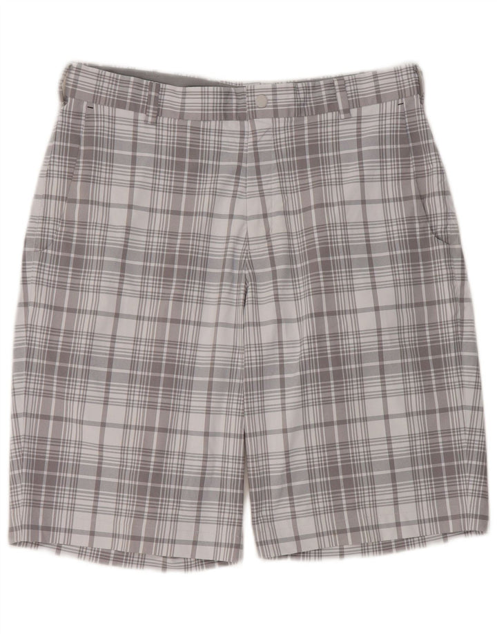 Nike Herren Dri Fit Chino Shorts W32 Mittelgrau kariertes Polyester