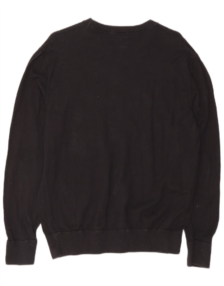 Gap Herren-Pullover mit Rundhalsausschnitt, Größe S, schwarze Baumwolle