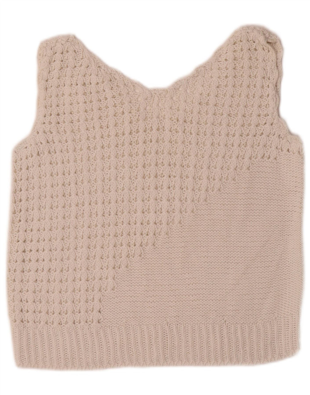 Vintage Damen Crop Weste Tank Top UK 10 Small Weiß