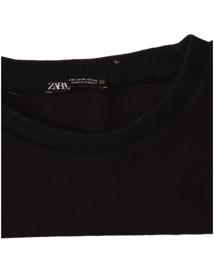 Zara Damen Grafik-Sweatshirt-Pullover UK 14 Medium Schwarz