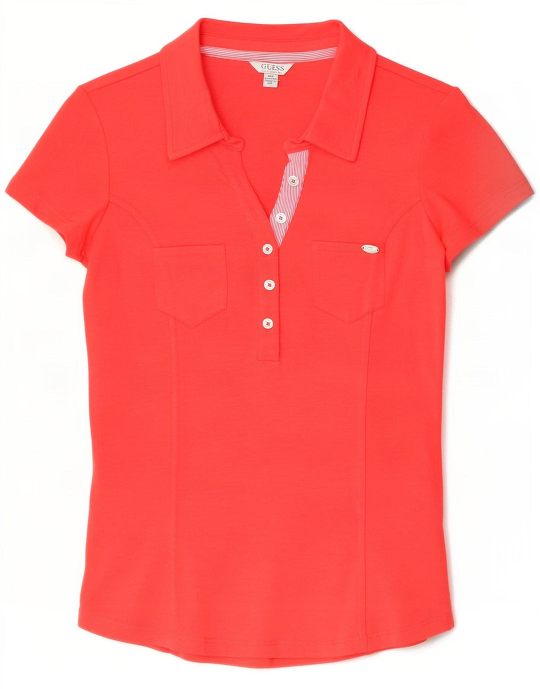 Guess Damen-Poloshirt UK 12 aus mittelroter Baumwolle