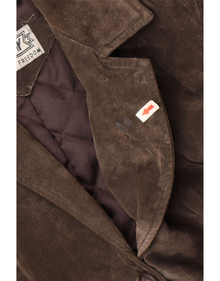 ENJOY Damen-Blazer aus Wildleder mit 3 Knöpfen, UK 14, mittelgraues Leder